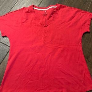 Isaac Mizrahi Bright Red V-Neck Tee